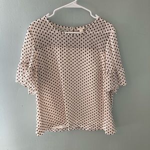 J. CREW Cream and Black Polka Dot Blouse